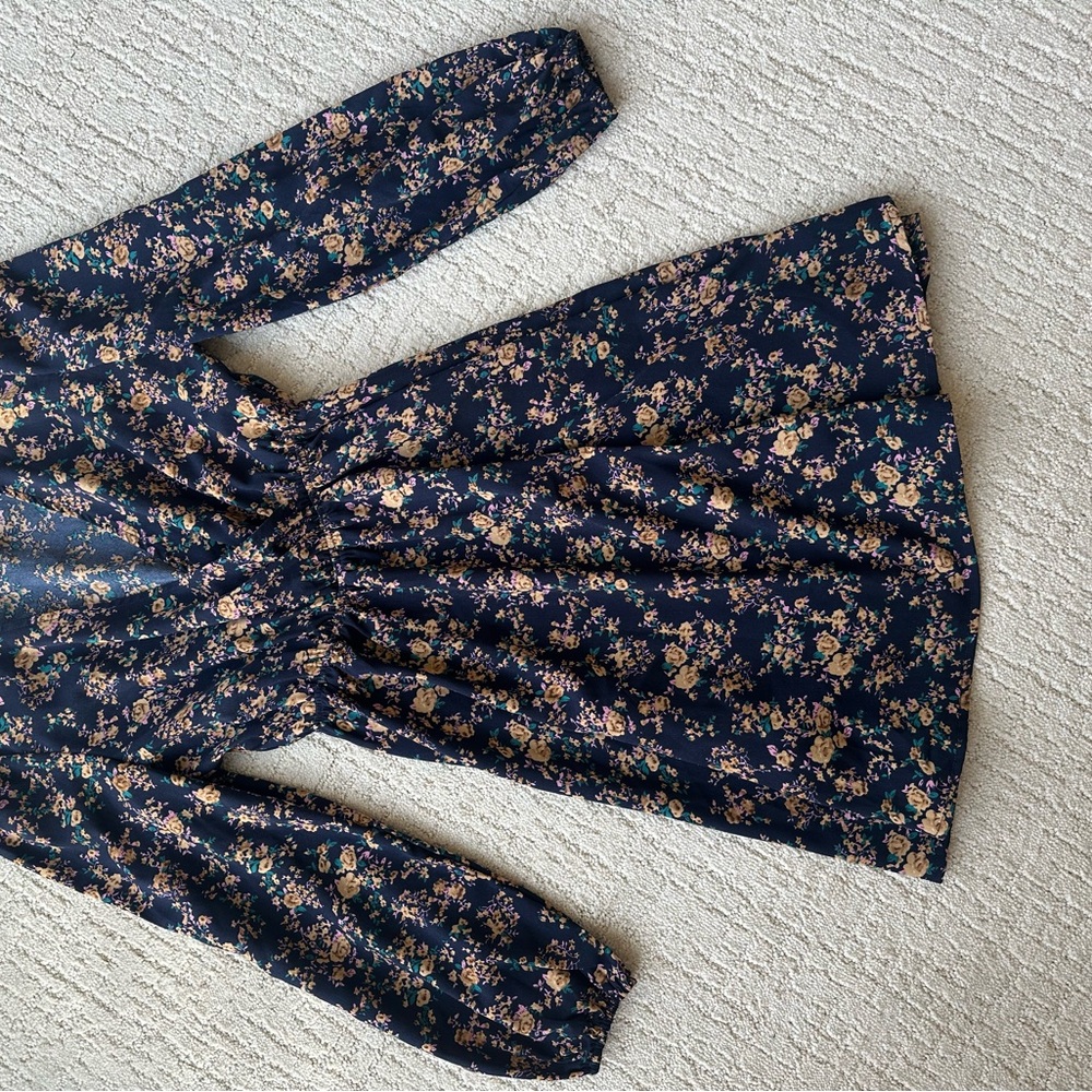 Cupshe Floral Mini Dress - Navy and Pink